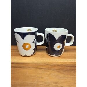 Marimekko Oiva Unikko Mug Set Of 2 NWO Box Blue & White